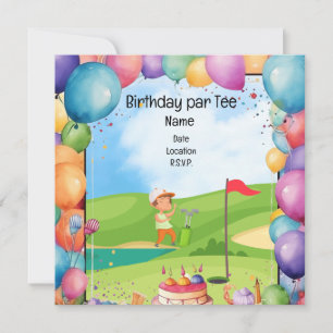 Golf Birthday theme for kid golfer Party Invitation