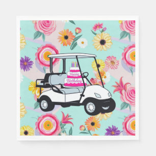 Golf Birthday Themed with golf cart for Golfer Napkins