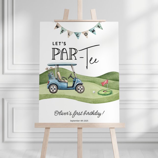 Golf Birthday Welcome Sign, any age, Let's par-tee Foam Board (Golf welcome sign any age, let's party welcome sign)
