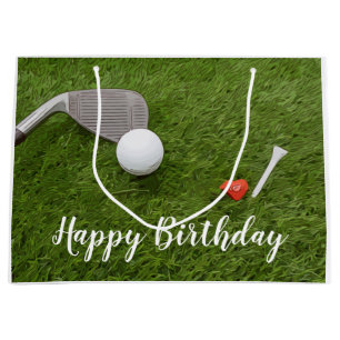 Golf birthday with golf ball and love shape large gift bag