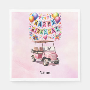Golf Birthday with golf cart for golfer Napkins
