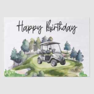 Golf Birthday with golf cart   watercolor Tissue Paper