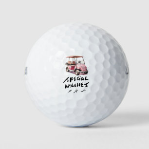 Golf birthday with pink cart  for woman golfer balls