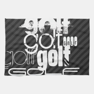 Golf; Black & Dark Gray Stripes Towel