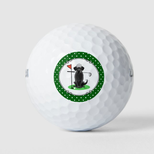 Golf Black Labrador Retriever Dog - Cute Balls (Front)