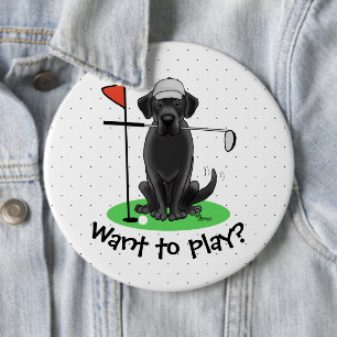 Golf Black Labrador Retriever Dog - Cute Button