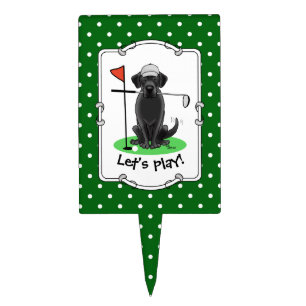 Golf Black Labrador Retriever Dog - Cute Cake Topper
