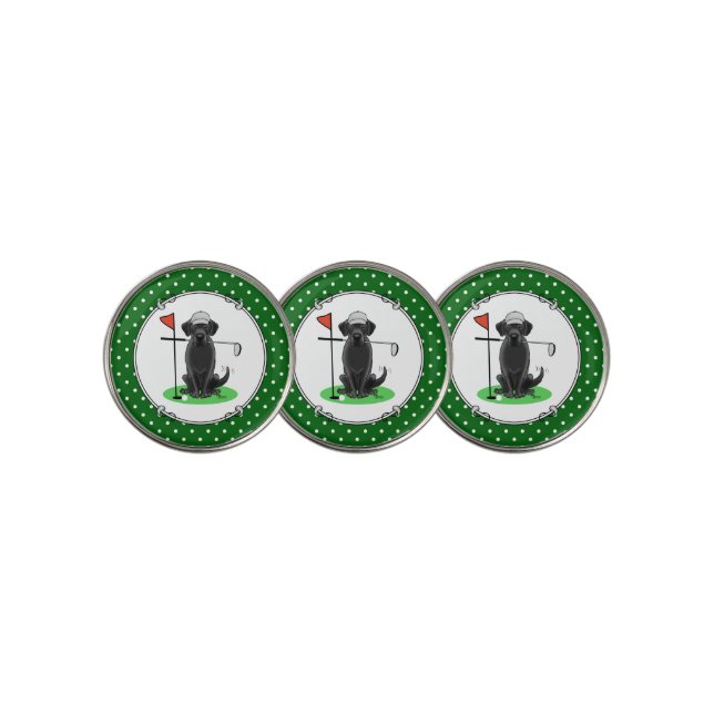 Golf Black Labrador Retriever Dog - Cute Golf Ball Marker (3 Up)