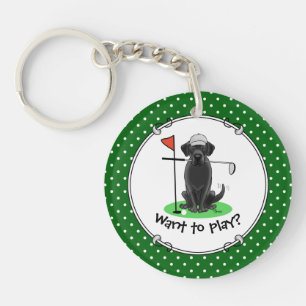 Golf Black Labrador Retriever Dog - Cute Keychain