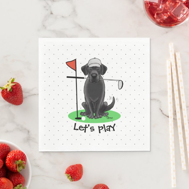 Golf Black Labrador Retriever Dog - Cute Napkins (Insitu)