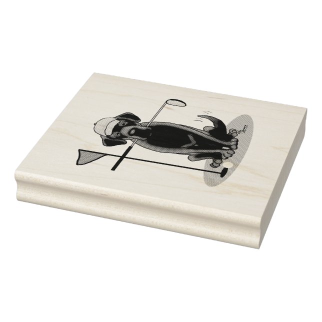 Golf Black Labrador Retriever Dog - Cute Rubber Stamp (Stamp)