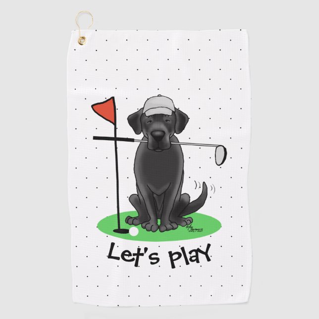 Golf Black Labrador Retriever Dog - Cute Towel (Front)