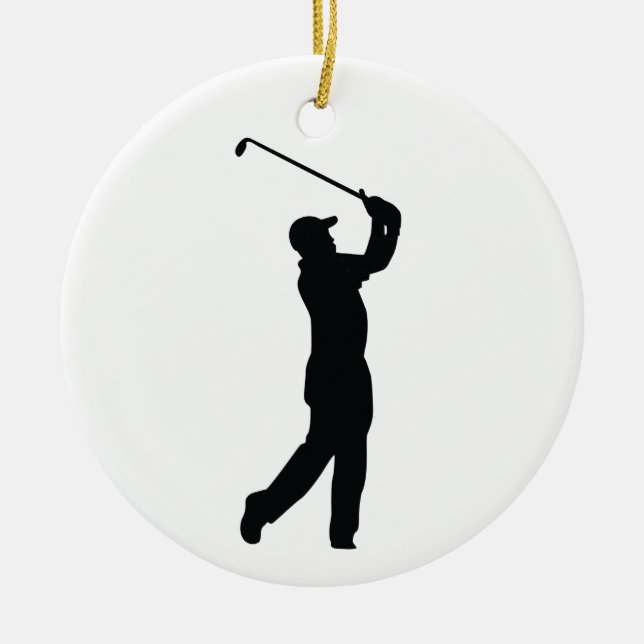 Golf Black Silhouette Shadow Ceramic Ornament (Front)