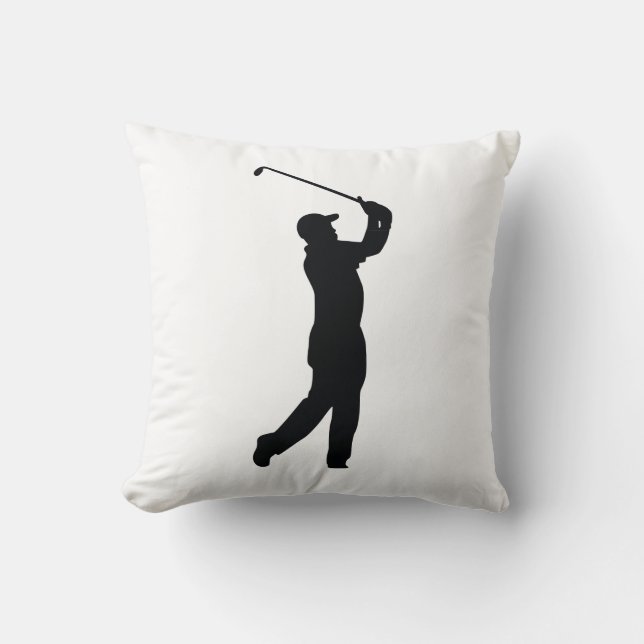 Golf Black Silhouette Shadow Throw Pillow (Front)