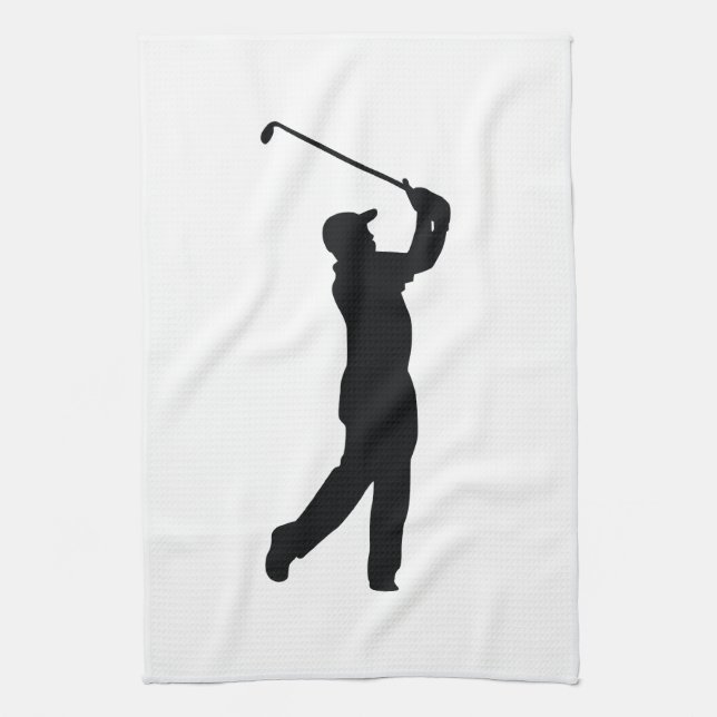 Golf Black Silhouette Shadow Towel (Vertical)