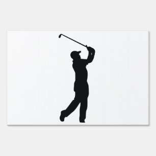 Golf Black Silhouette Shadow Yard Sign