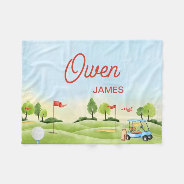 Golf Blanket, Golf Nursery Blanket, Personalized  (Front (Horizontal))