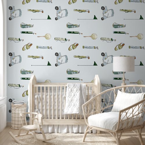 Golf blue and green watercolor horizontal  wallpaper 