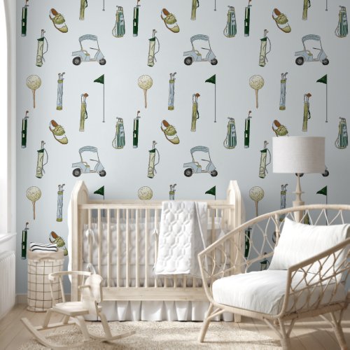 Golf blue and green watercolor wallpaper 