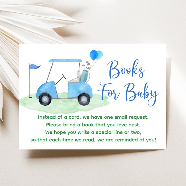 Golf Blue Boy Baby Shower Book Request Enclosure Card (Creator Uploaded)