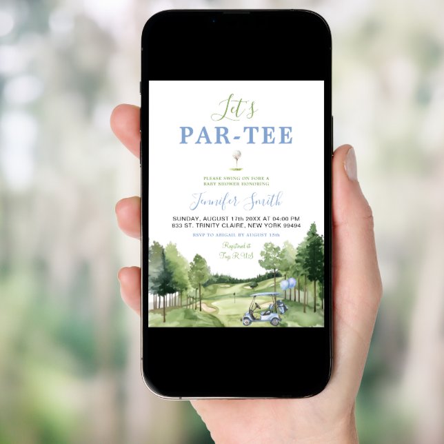 Golf Blue Boy Baby Shower Par-Tee Invitation (Front Digital)