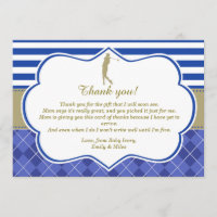 Golf Blue Gold Thank You Card Baby Shower