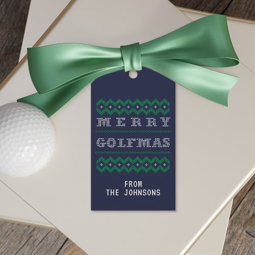 Golf Blue Green Merry Golfmas Christmas Gift Tags