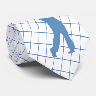 Golf Blue Silhouette Golfer and Golf Club Neck Tie