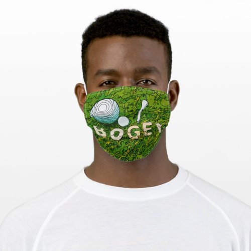 Golf bogey for golfer with golf ball on green adult cloth face mask
