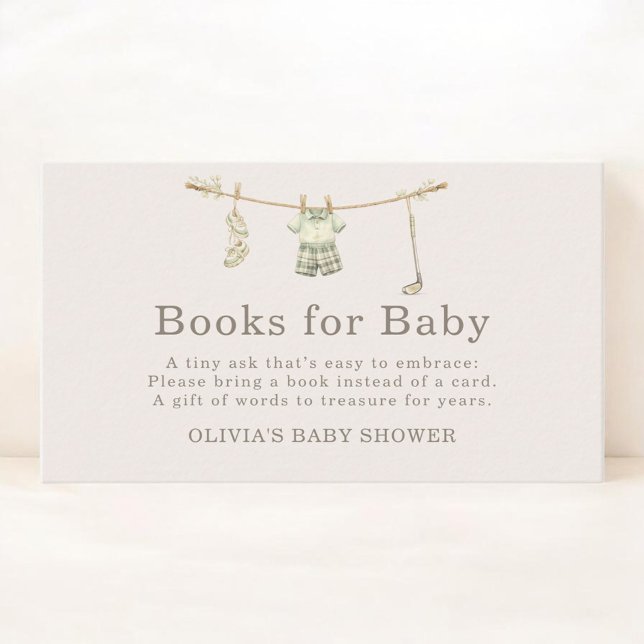 Golf Books For Baby Shower Enclosure Card (Creator Uploaded)