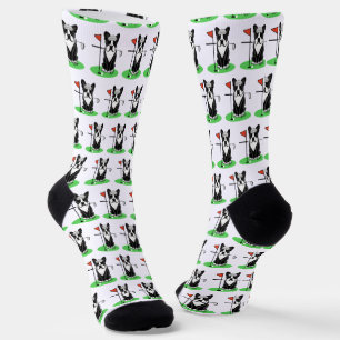 Golf Boston Terrier (black) Cute Dog Socks