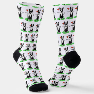 Golf Boston Terrier (black) Cute Dog Socks