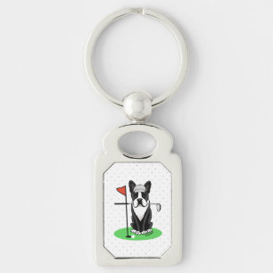 Golf Boston Terrier Dog (black) Cute Keychain