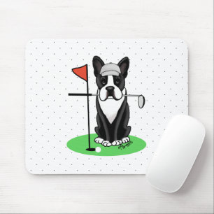 Golf Boston Terrier Dog (black) Cute Mouse Pad