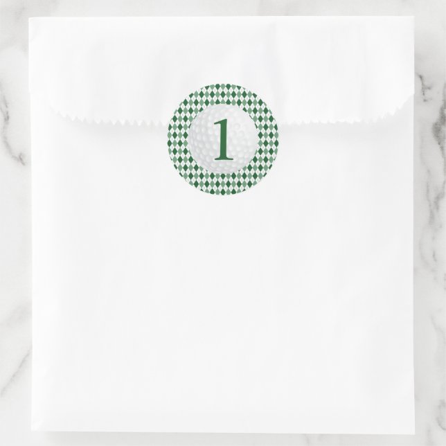 Golf Boy 1st Birthday Classic Round Sticker (Bag)
