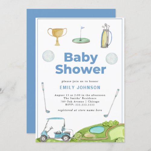 Golf Boy Baby Shower Invitation