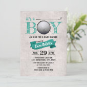 Golf Boy Baby Shower Sport Theme Teal Invitation (Standing Front)