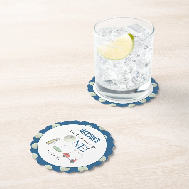 Golf Boy Birthday Paper Coaster (Insitu)