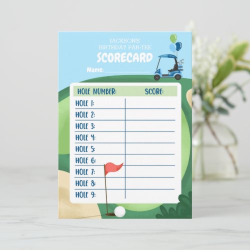 Golf Boy Birthday Par_Tee Golfing Card Scorecard 