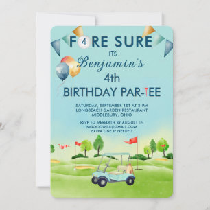 Golf Boy Fourth 4th Birthday Par-Tee   Invitation