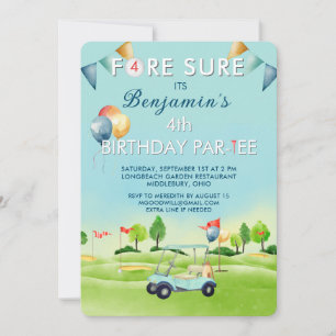 Golf Boy Fourth 4th Birthday Par-Tee   Invitation