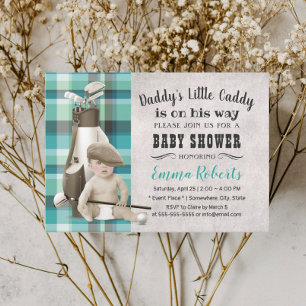 Golf Boy Future Golfer Cute Caddy Baby Shower Invitation