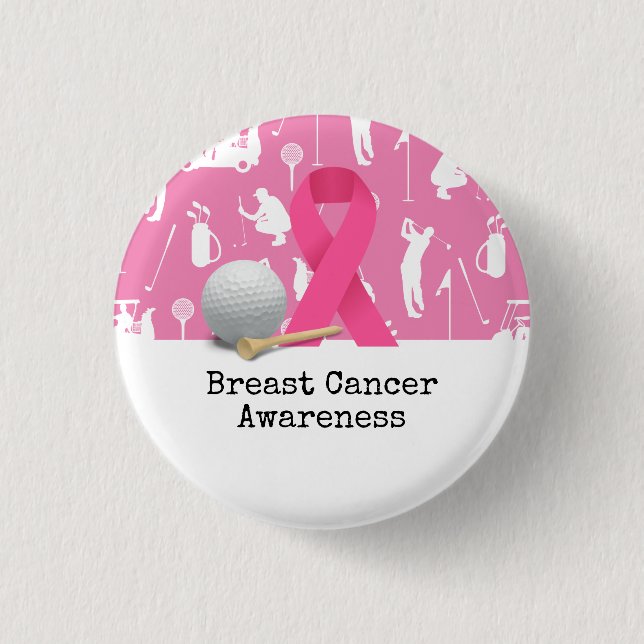Golf Breast Cancer Awareness for golfer Button (Front)