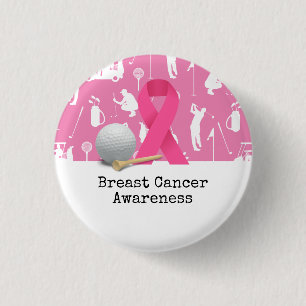 Golf Breast Cancer Awareness for golfer Button