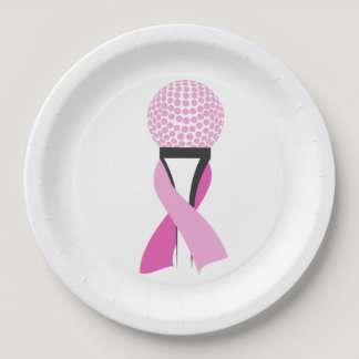 Golf Breast Cancer Awareness Pink Ribbon Paper Plates