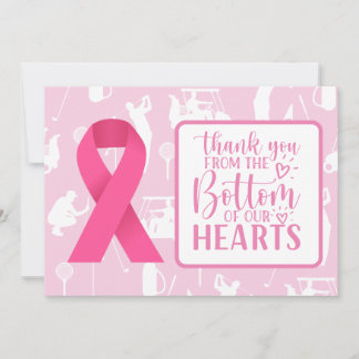 Golf breast cancer awareness pink theme thank you card