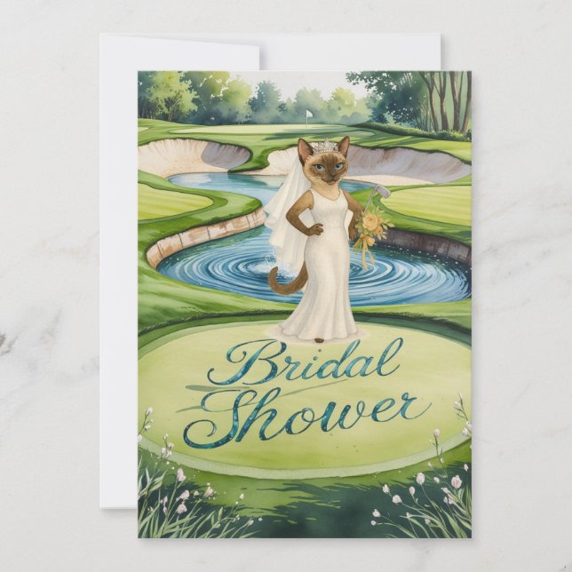 GOLF BRIDAL SHOWER for Cat Lover golfer  Invitation (Front)