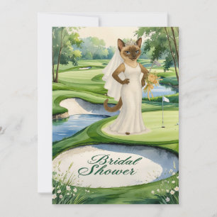 GOLF BRIDAL SHOWER for Cat Lover golfer Invitation
