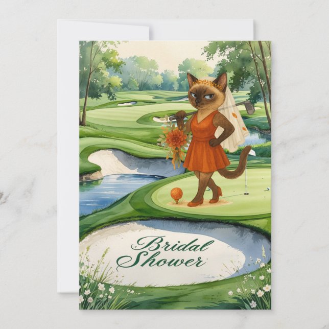 GOLF BRIDAL SHOWER for Cat Lover golfer  Invitation (Front)