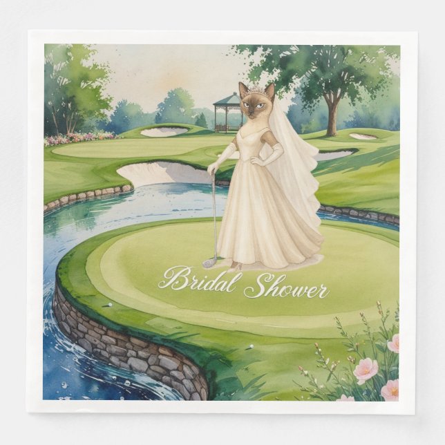 GOLF BRIDAL SHOWER for Cat Lover golfer  Paper Dinner Napkins (Front)
